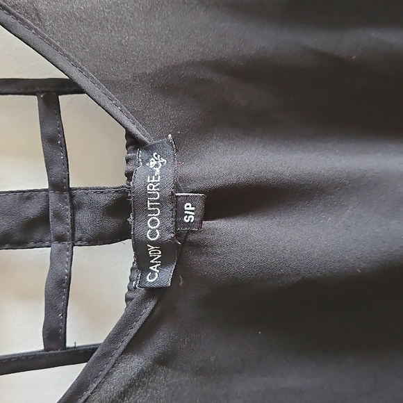 2/$20 Candy Couture - Elegant Black Strappy Women's Top - Size Small - Picture 3 of 4